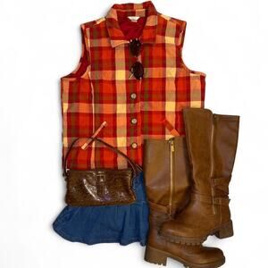 insane vtg 80s 90s plaid western cottagecore quilted vest